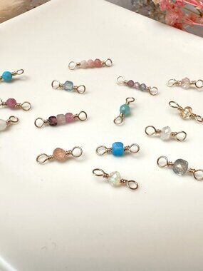 Set of 10 Mystery Tiny Gemstones 14k Gold Filled Permanent Jewelry Connectors